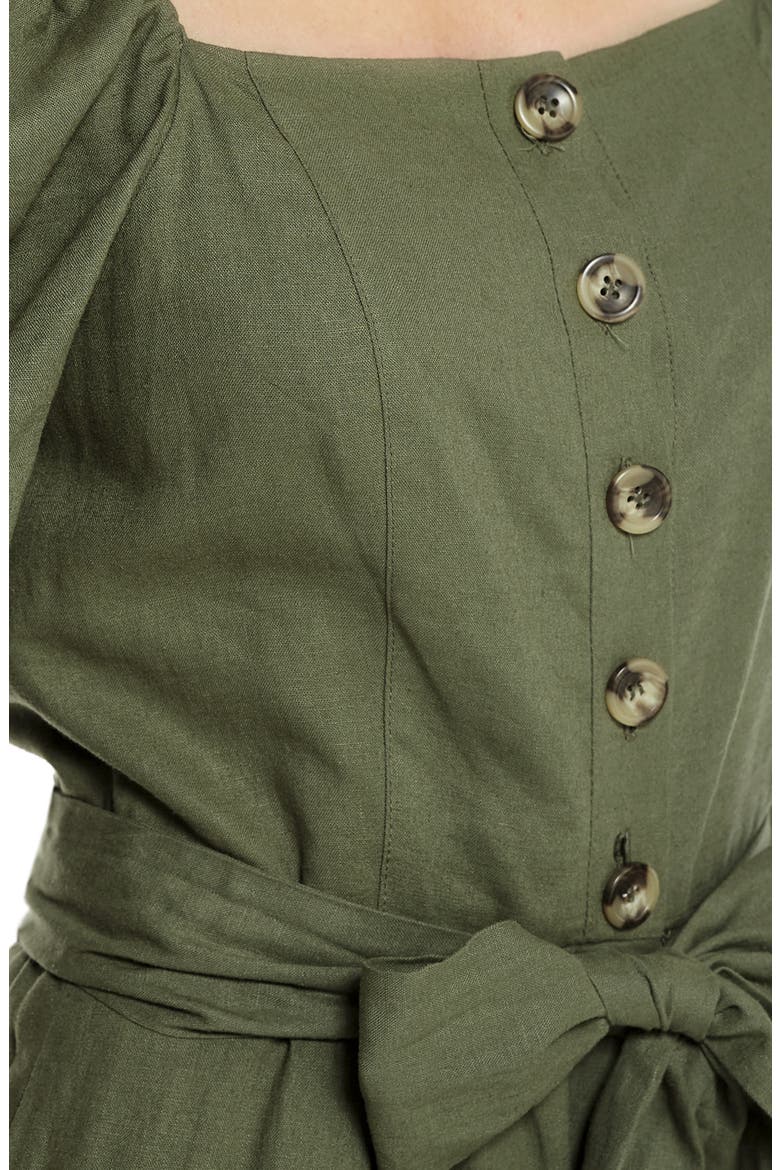 Sylvie Puff Sleeve Linen Blend Jumpsuit (Nordstrom Exclusive), Alternate, color, FOREST FERN