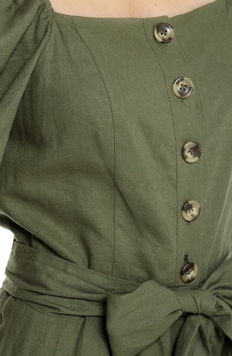 Gal Meets Glam Collection Sylvie Puff Sleeve Linen Blend Jumpsuit, Alternate, color,