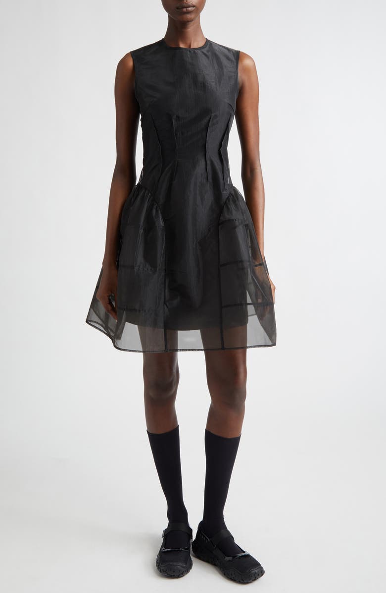 Cecilie Bahnsen Claudie Liquid Myrtia Fit & Flare Dress, Main, color, Black Liquid Myrtia