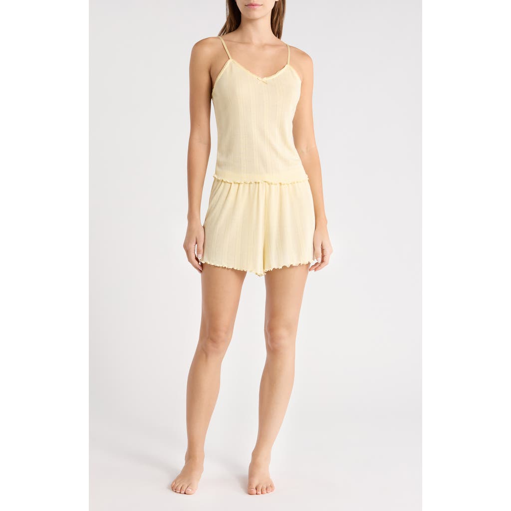 Abound Pretty Pointelle Shortie Pajamas in Yellow Flan at Nordstrom Rack, Size Small