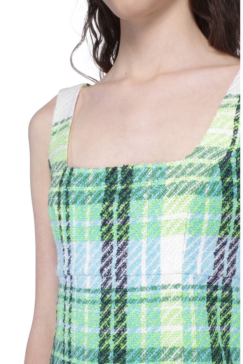 Capri Plaid Mini Dress, Alternate, color, LIME MULTI