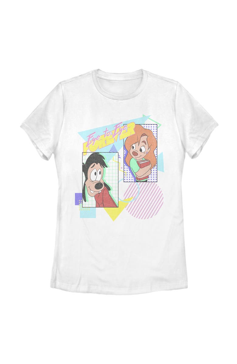 A Goofy Movie Women's A Goofy Movie Max and Roxanne Eye to Eye Forever  Graphic T-Shirt, Main, color, White