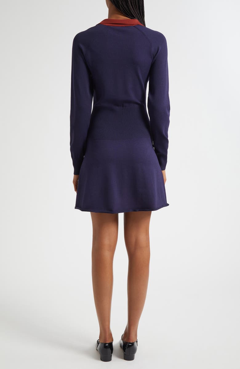 STAUD Gene Long Sleeve Polo Sweater Dress, Alternate, color, Navy/ Sangria
