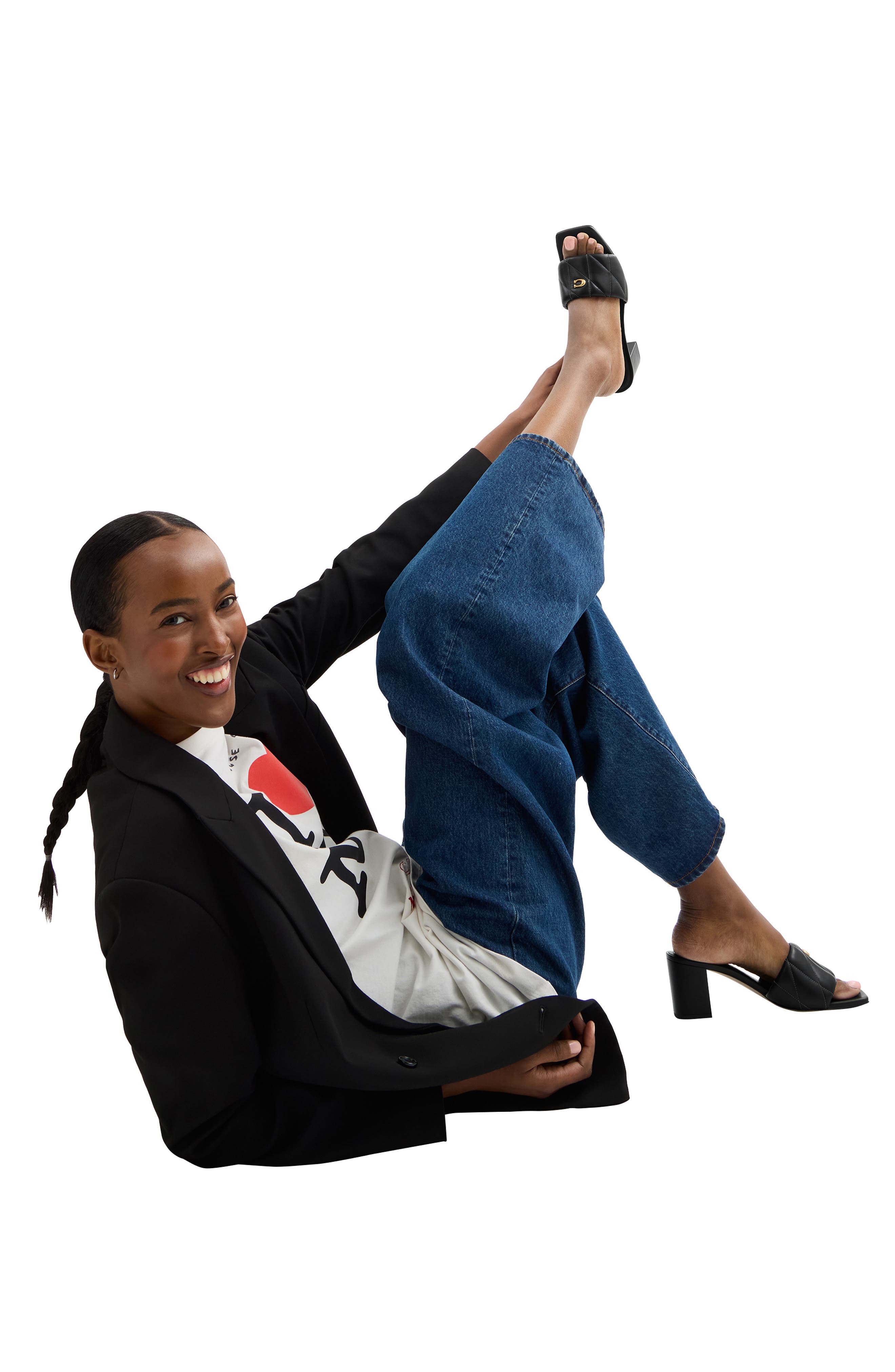 COACH Quilted Leather Block Heel Sandal, Alternate, color, 