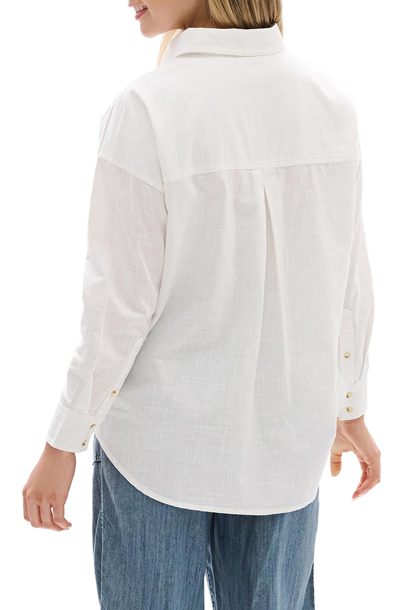 Semi Sheer Cotton Button-Up Top - image 2