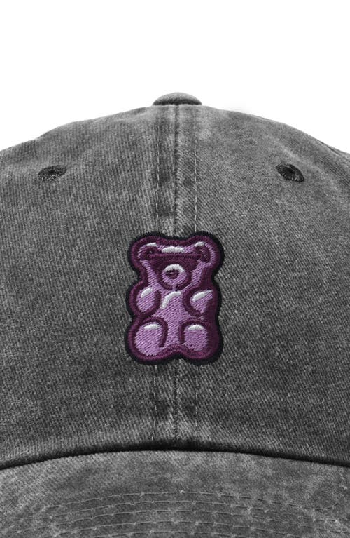Dalix Purple Gummy Embroidered Cap In Washed Black
