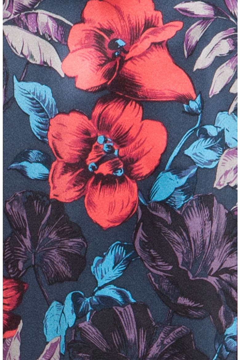'Havana' Floral Silk Tuxedo Pants, Alternate, color, HORIZON TEAL MULTI