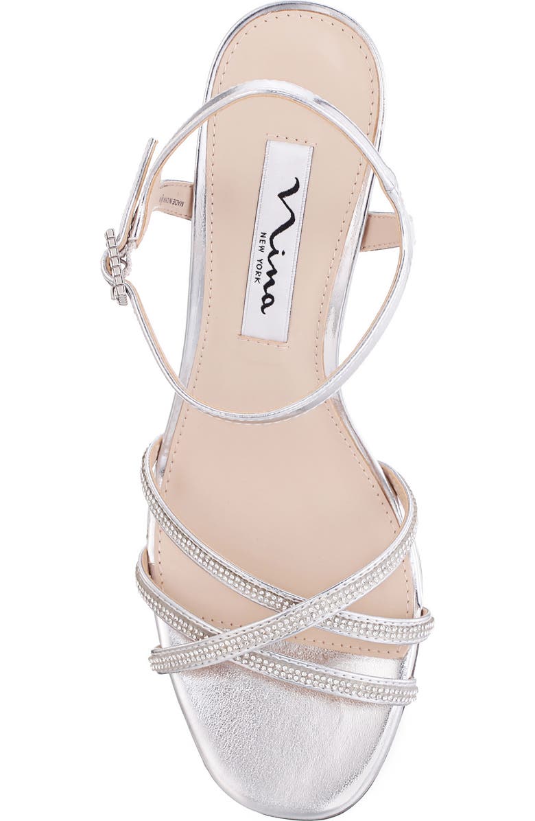 Nina Bobby Embellished Ankle Strap Sandal, Alternate, color, Silver