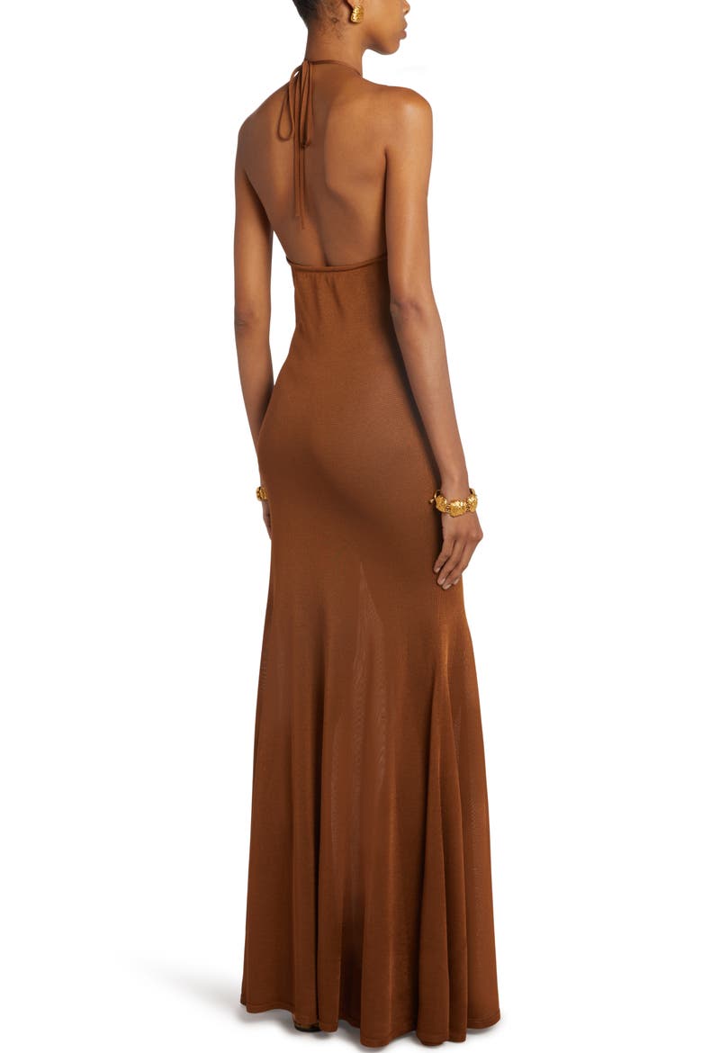 Slinky Jersey Halter Dress, Alternate, color, BRONZE