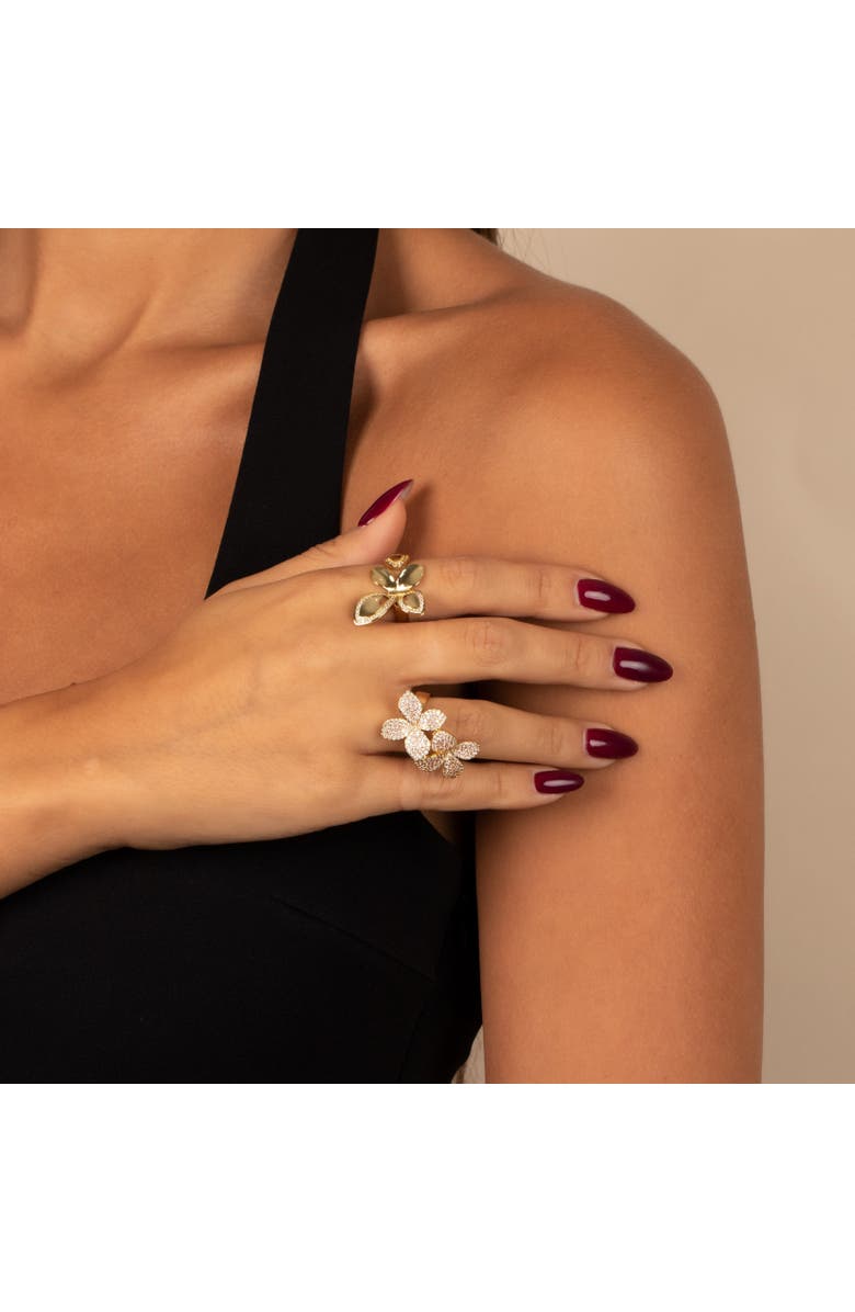 BY ADINA EDEN Pave CZ Accented Open Flower Ring, Alternate, color,