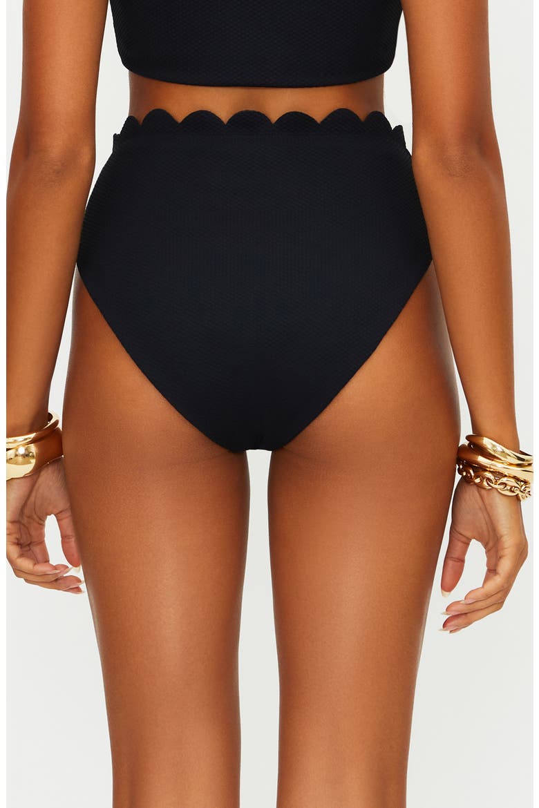 Nessa Scallop High Waist Bikini Bottoms, Alternate, color, BLACK
