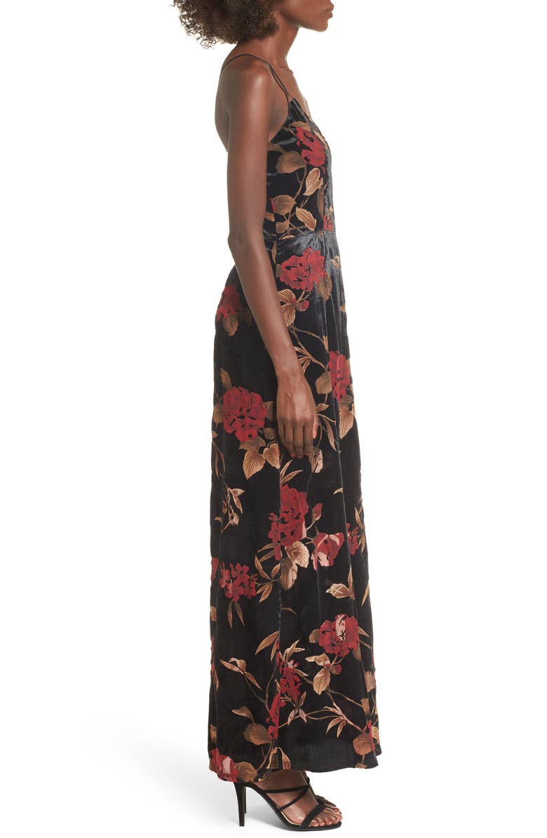 STOREE Velvet Burnout Maxi Dress, Alternate, color, 