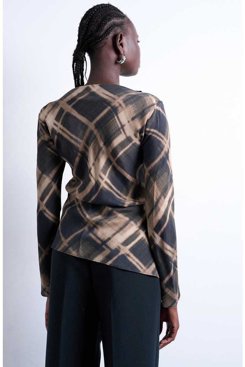 Print Asymmetric Top, Alternate, color, NAVY MULTI