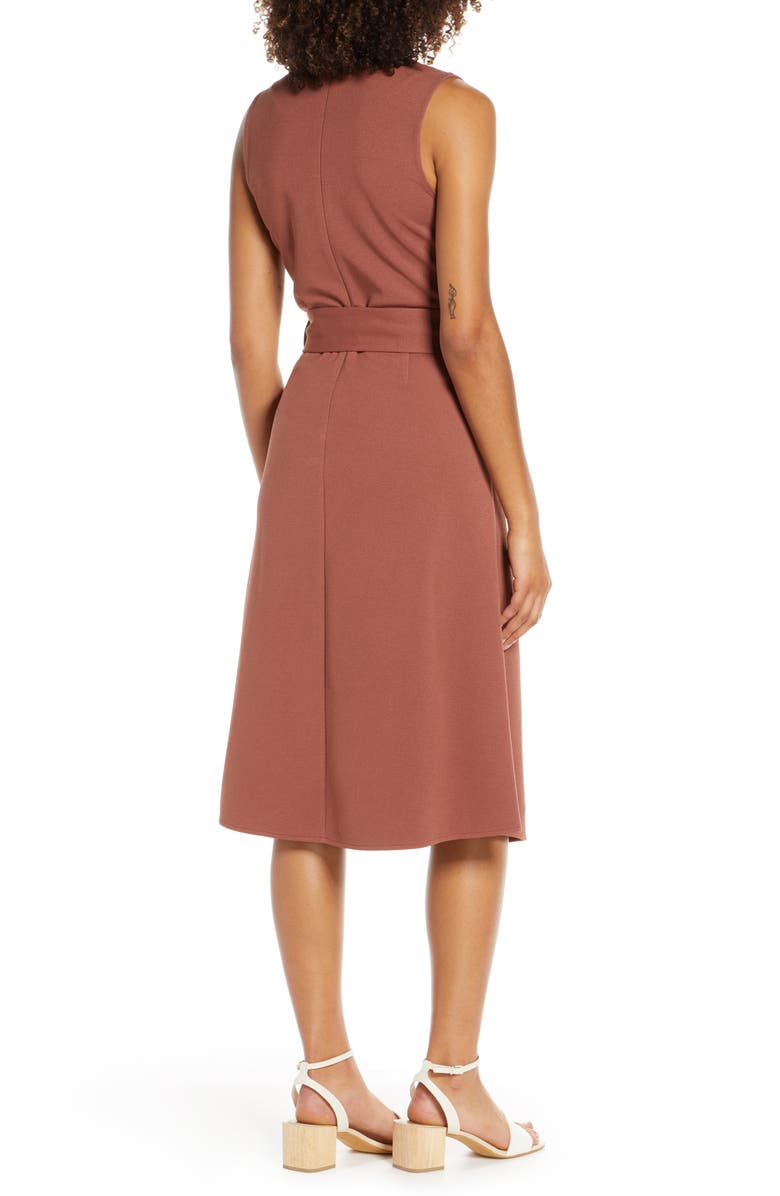 Elizabeth Crosby Tie Waist Midi Dress, Alternate, color,