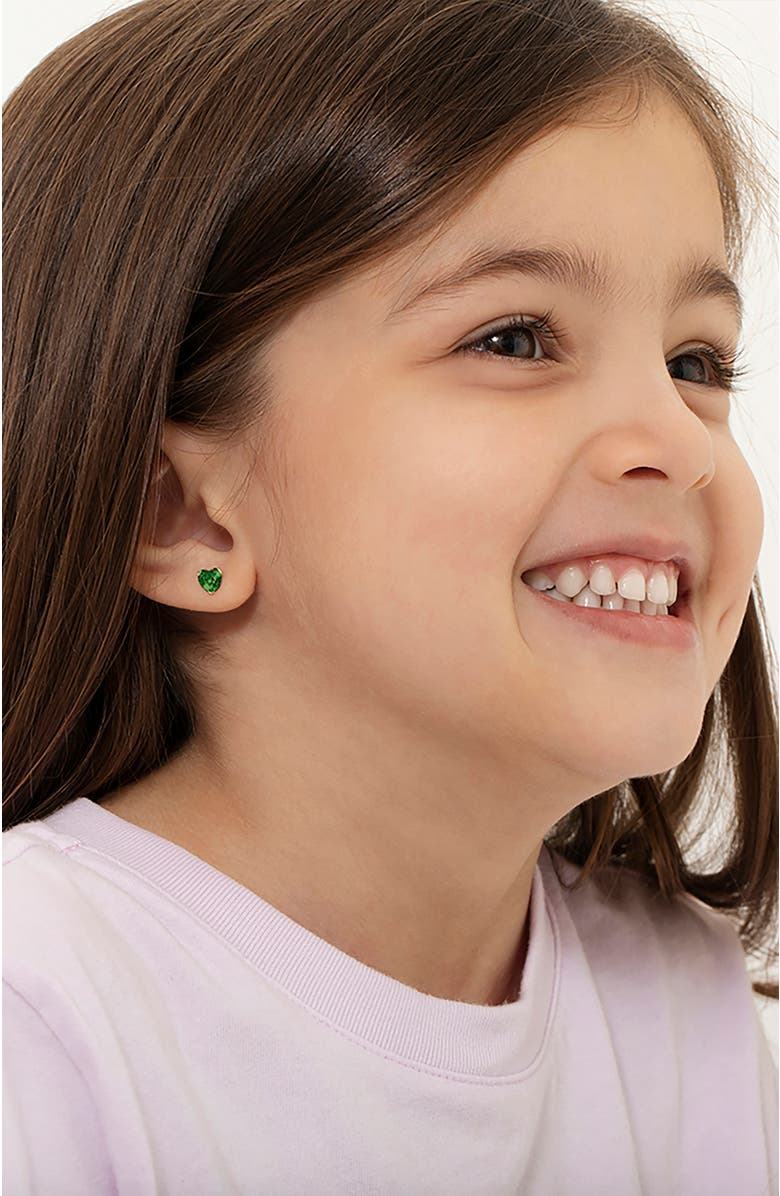 In Season Jewelry 14k Birthstone Cubic Zirconia Heart Earrings, Alternate, color, May