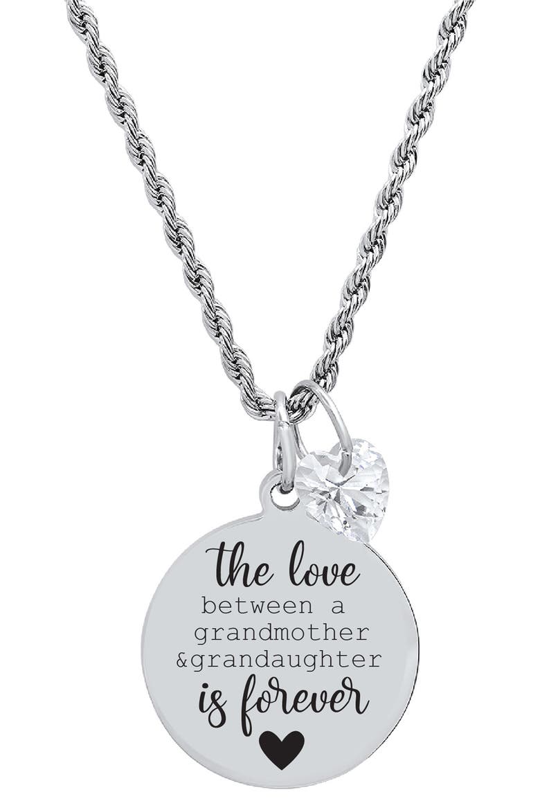Grandmother & Granddaughter Stainless Steel Swarovski Crystal Charm Pendant Necklace, Main, color, METALLIC