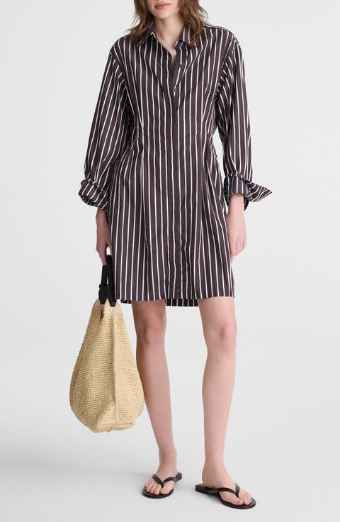 Tucked Long Sleeve Mini Shirtdress