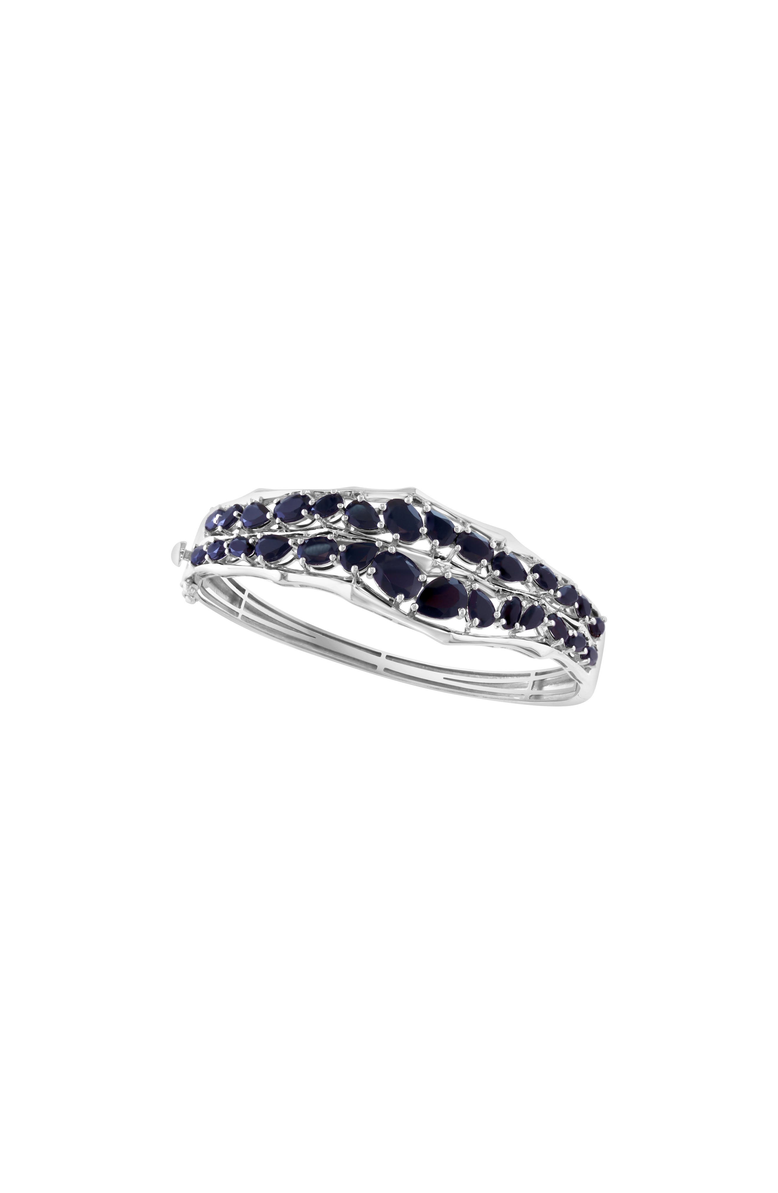 Sterling Silver Onyx Hinged Bangle Bracelet