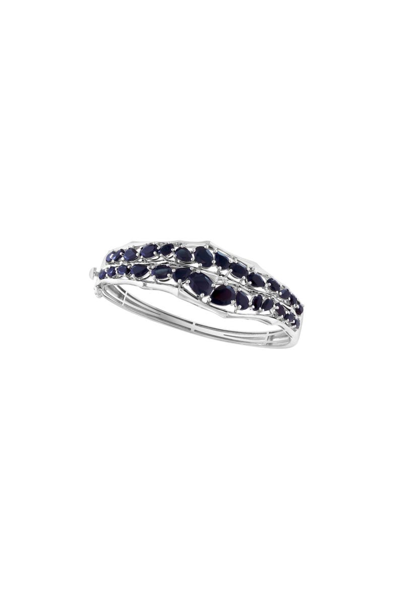 Sterling Silver Onyx Hinged Bangle Bracelet, Main, color, BLACK