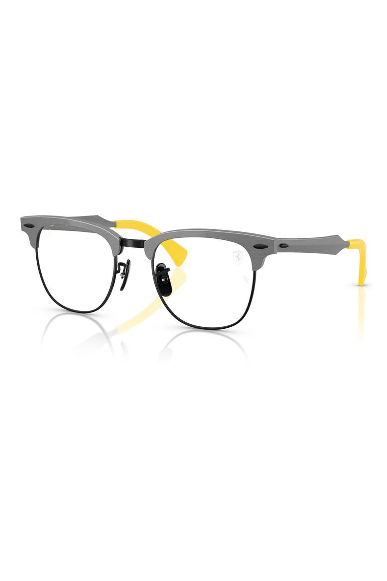 x Scuderia Ferrari 51mm Square Optical Glasses, Alternate, color, DARK GREY/ YELLOW