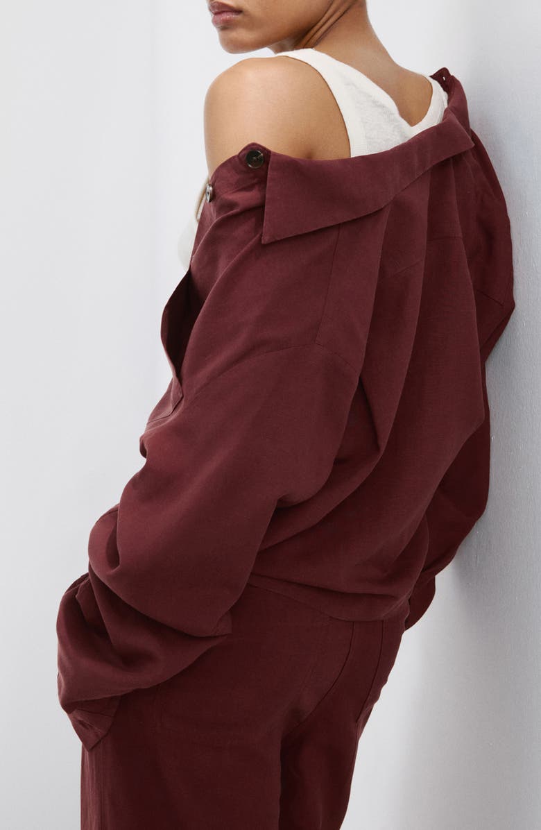 MANGO Lyocell & Linen Button-Up Shirt, Alternate, color, 