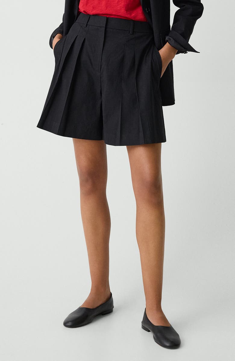 Theory Pleated Linen Blend Shorts, Main, color, 