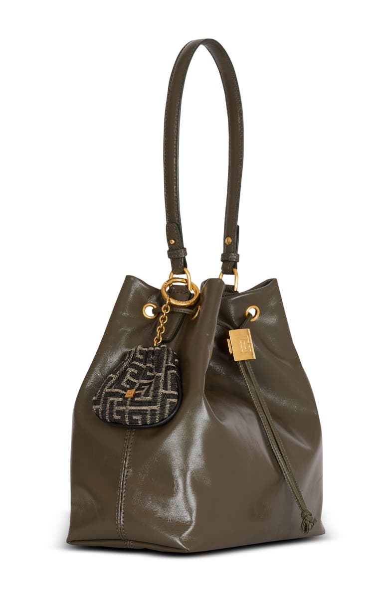 Balmain Pulse monogram jacquard key ring, Alternate, color, Black