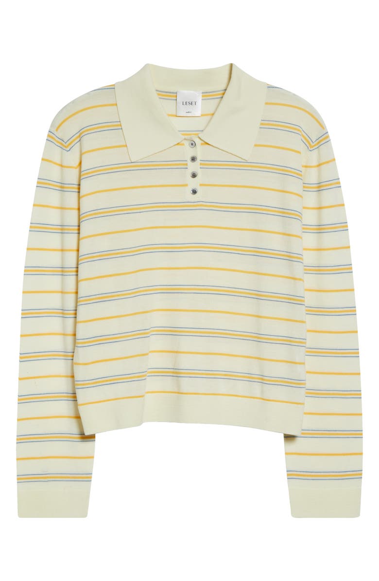LESET James Stripe Merino Wool Polo, Main, color, Soleil Stripe