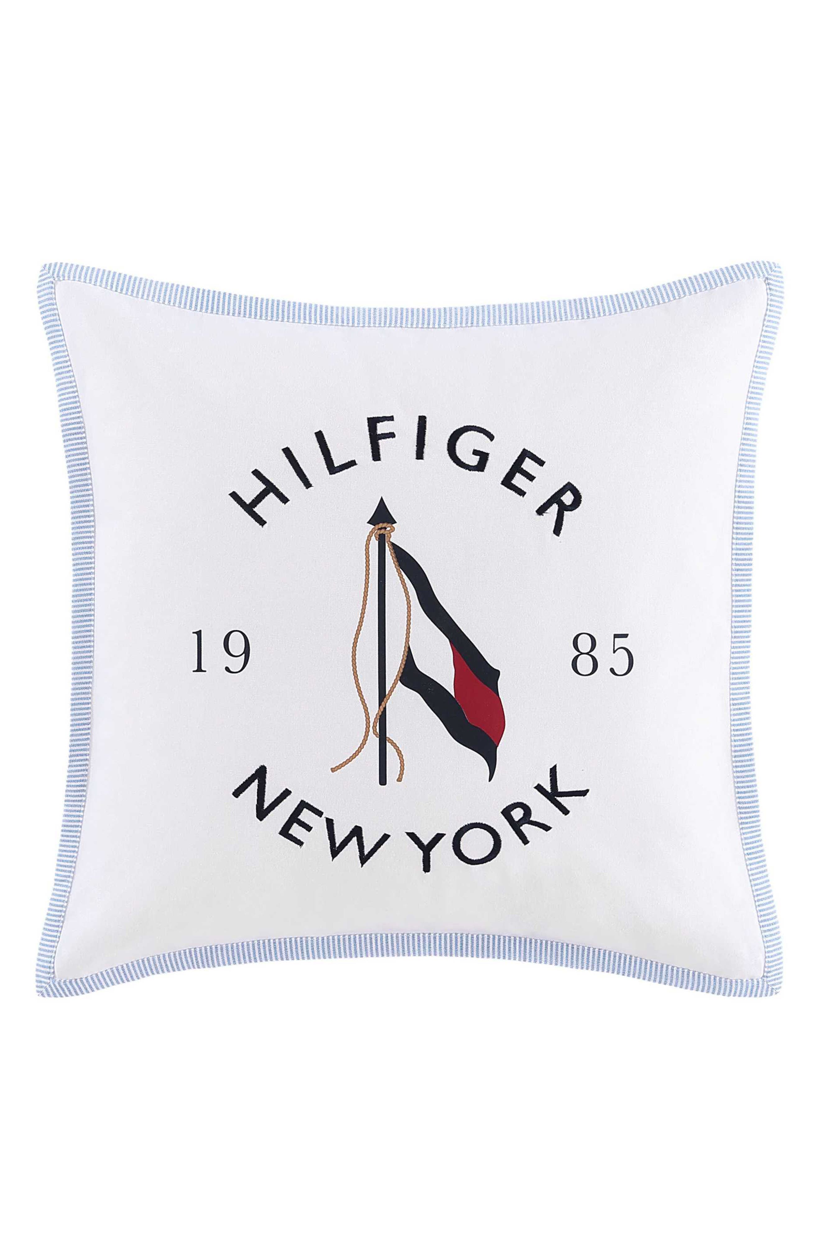 Tommy Hilfiger Ny Flag Canvas Accent Pillow In White