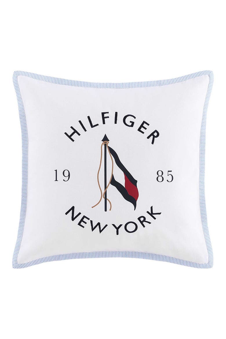 NY Flag Canvas Accent Pillow, Main, color, WHITE
