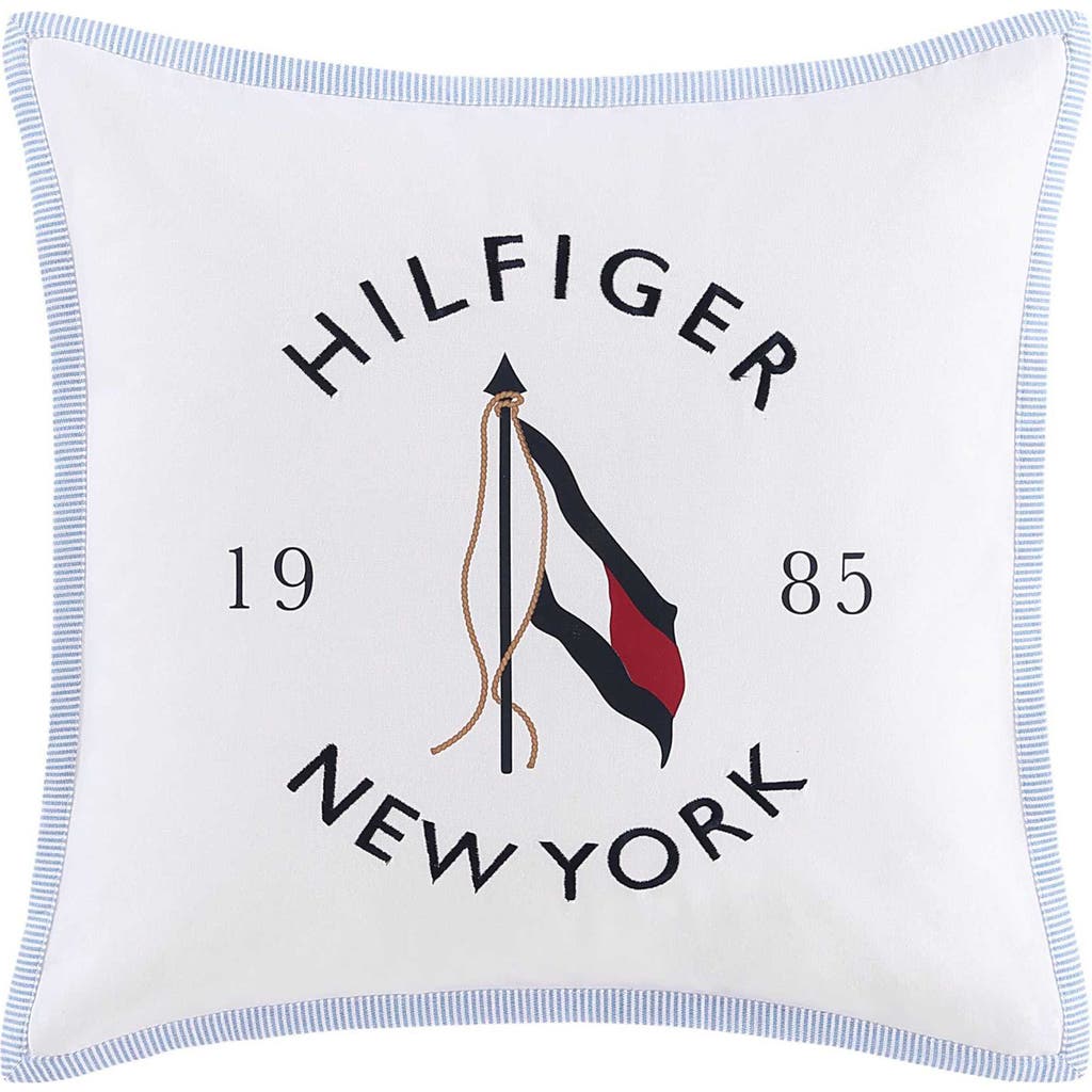 Tommy Hilfiger Ny Flag Canvas Accent Pillow In White