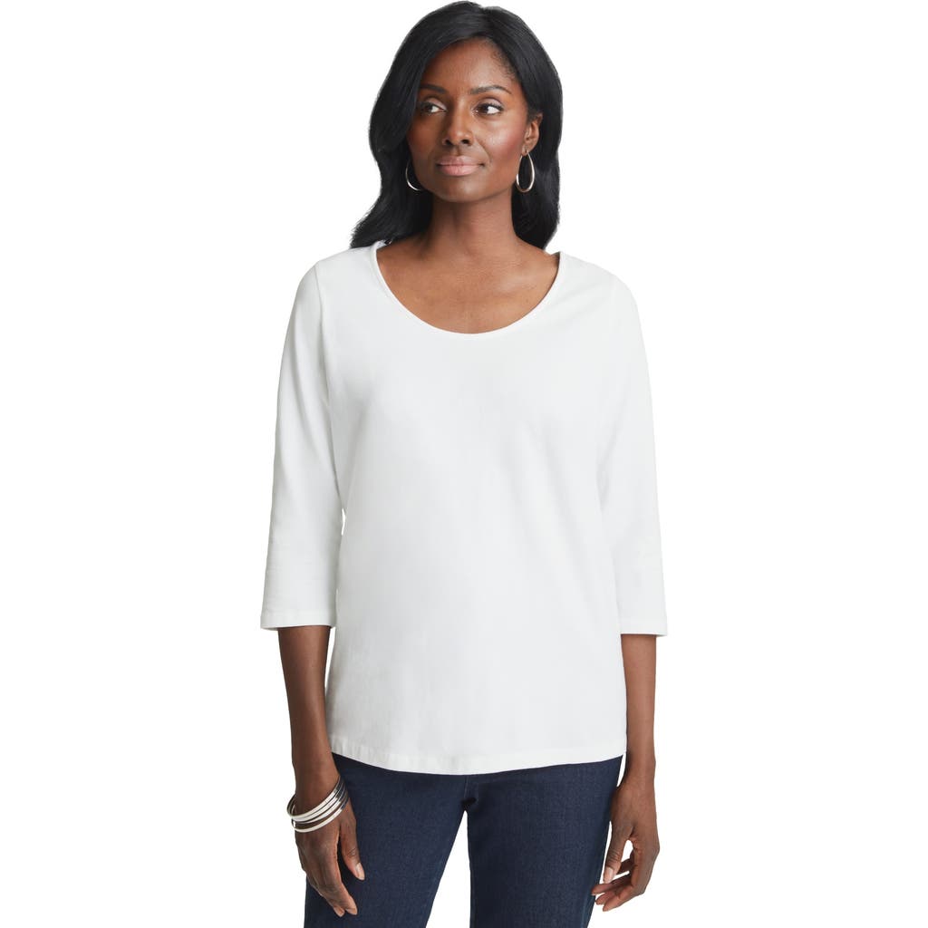 Jessica London Stretch Cotton Scoop Neck Tee In White