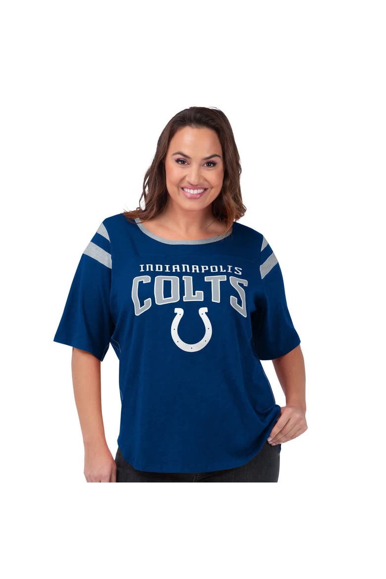 Women's G-III 4Her by Carl Banks Royal Indianapolis Colts Plus Size Linebacker T-Shirt, Main, color, Royal