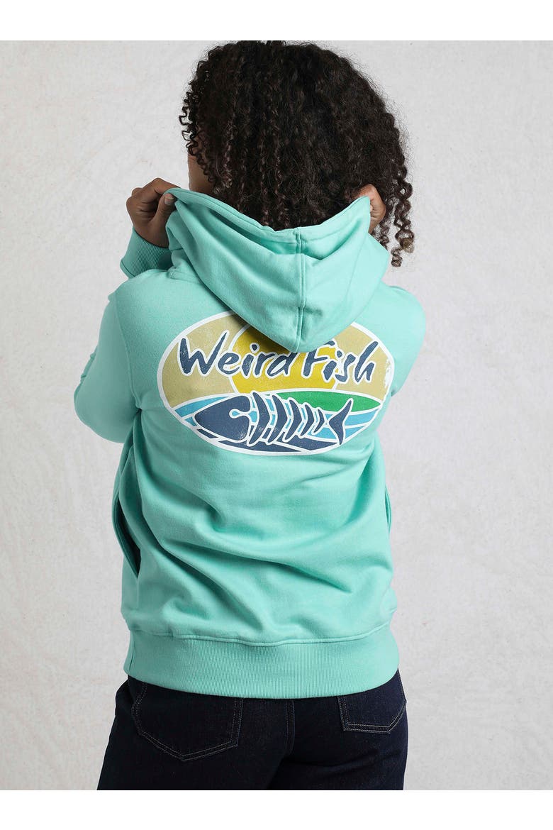 Back Print Popover Hoodie, Alternate, color, Aqua Marine