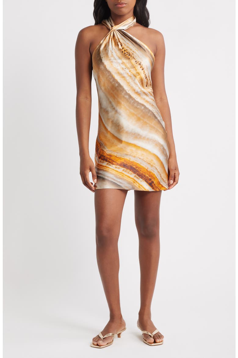 topshop gold dress Print Halter Minidress (Women) Bodice Cuff
