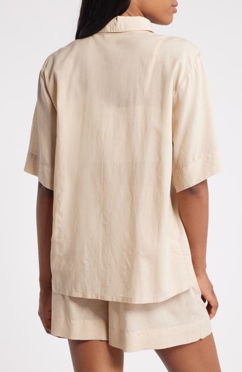 Open Edit Vacation Short Pajamas In Tan Oxford