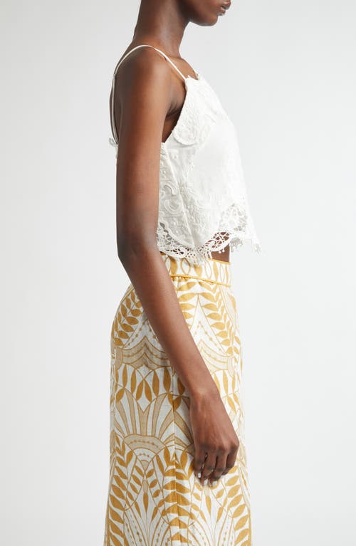 Farm Rio Lace Detail Cotton Camisole In Off-white
