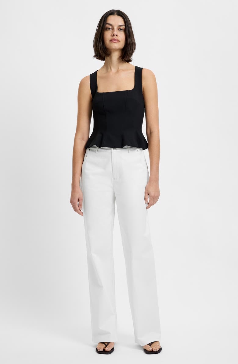 French Connection Azra Peplum Twill Tank, Alternate, color, Black