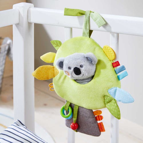 Haba Koala Discovery Cushion Hanging Crib Toy With Play Elements In Yellow Multi