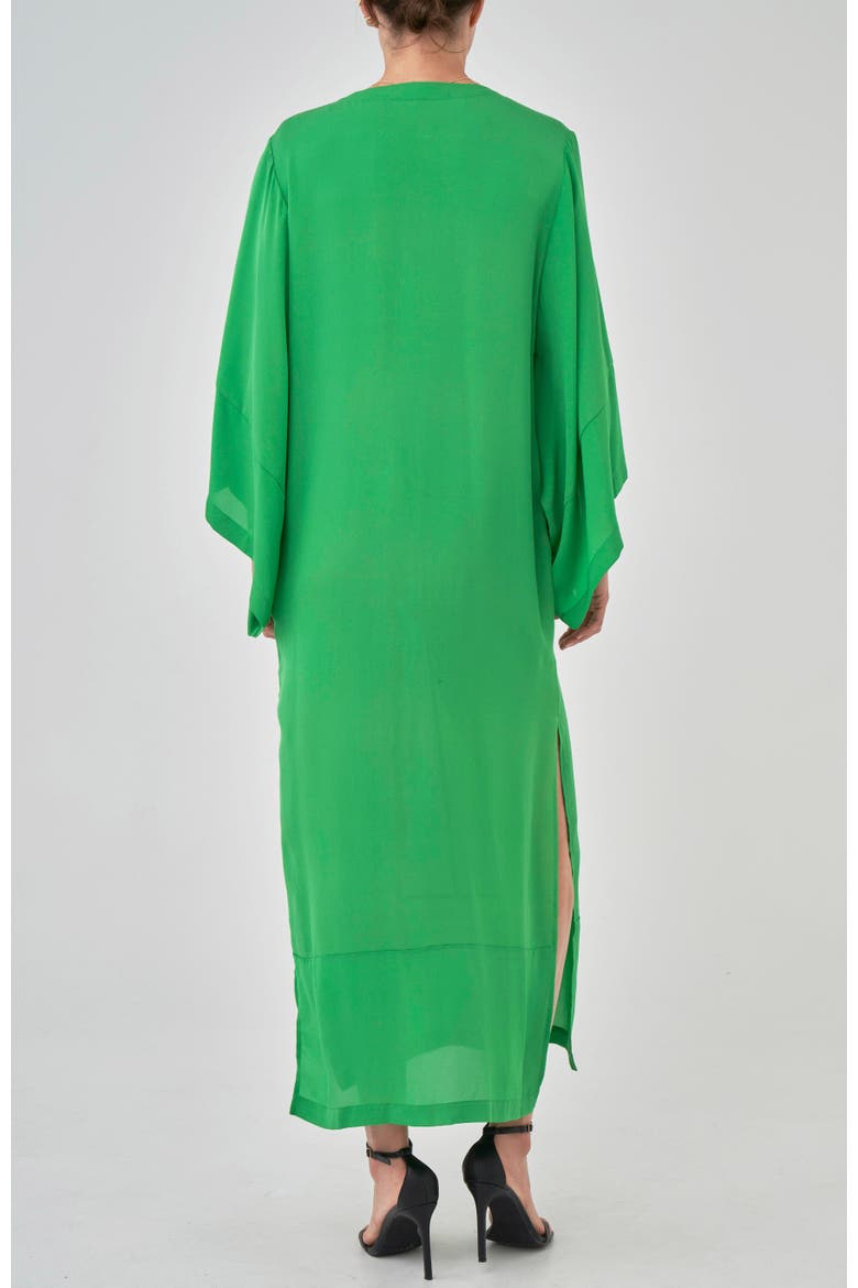 Wide Sleeve Silk Tunic Dress, Alternate, color, Green