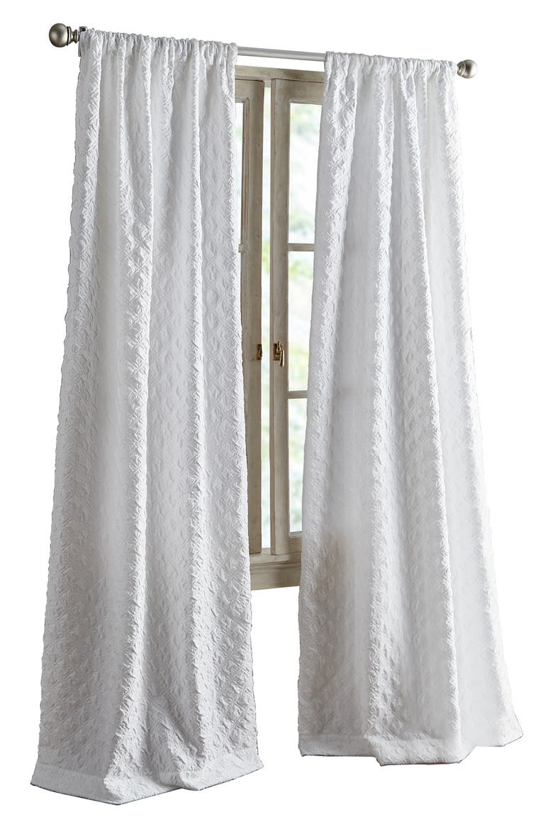 Set of 2 Diamond Pole Top Curtain Panels, Main, color, WHITE