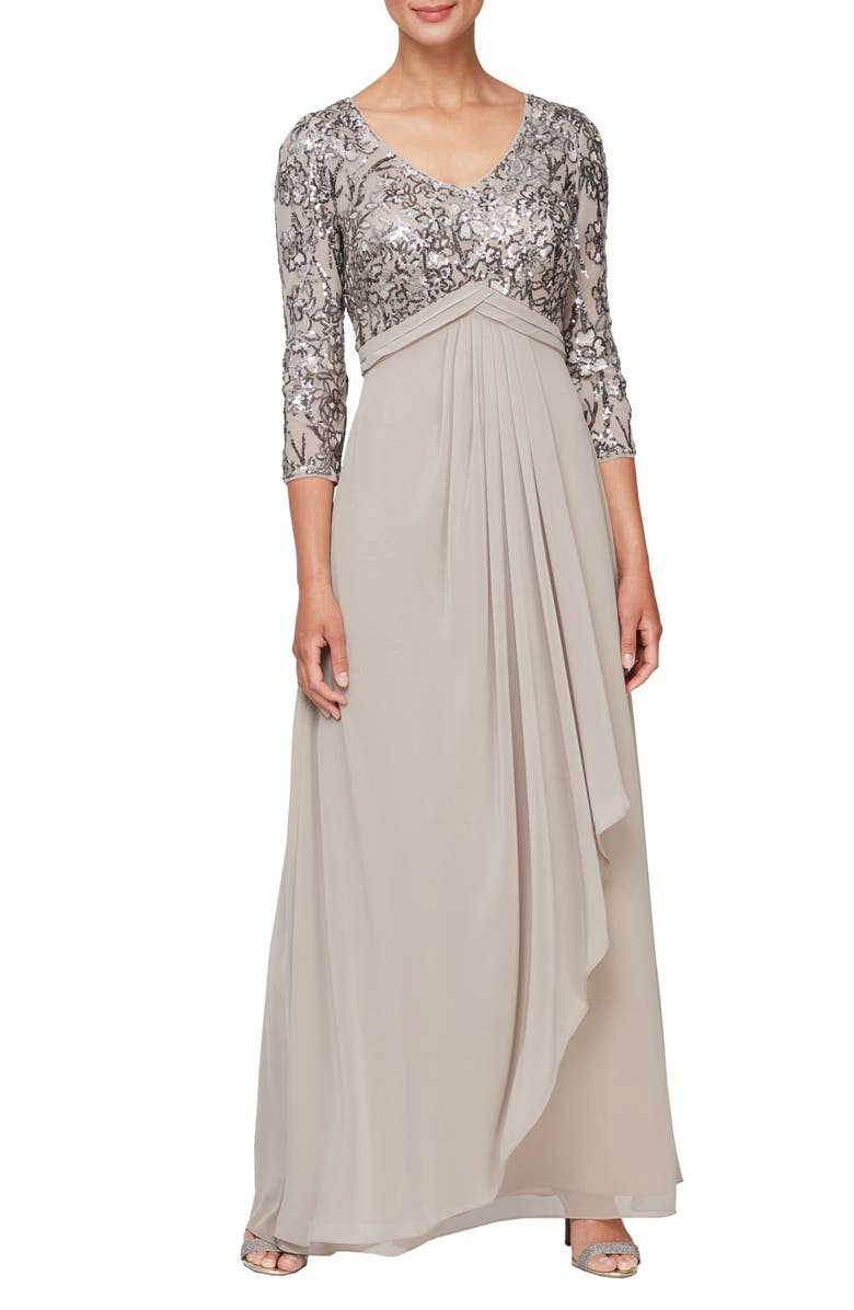 Alex Evenings Sequin A-Line Evening Gown, Main, color, 