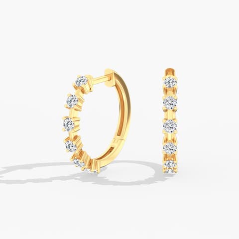 Small Orbit Lab Diamond Hoop in 14K Gold
