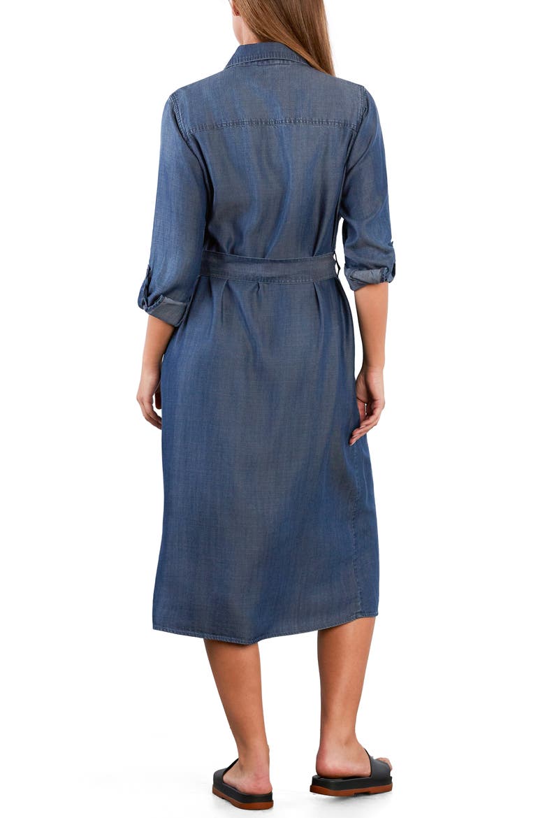 Soft Denim Belted Midi Shirtdress, Alternate, color, DULCET BLUE