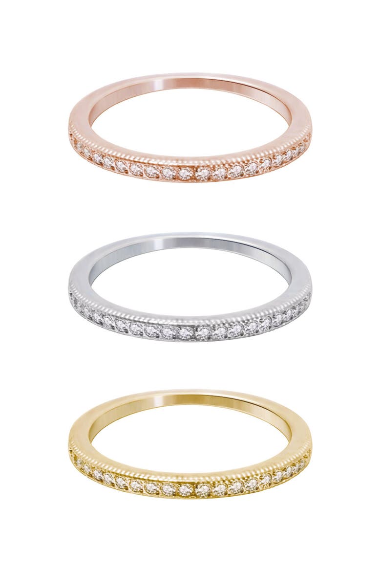 Tri-Tone Swarovski Crystal Half Eternity Band Set, Main, color, MULTI