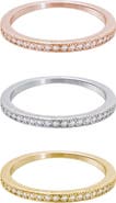 Adornia Tri-Tone Swarovski Crystal Half Eternity Band Set