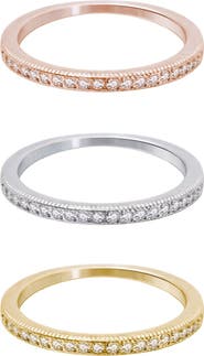 Adornia Tri-Tone Swarovski Crystal Half Eternity Band Set