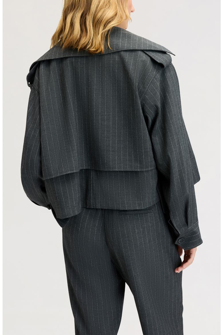 Pinstriped Draped Jacket, Alternate, color, GREY PINSTRIPE
