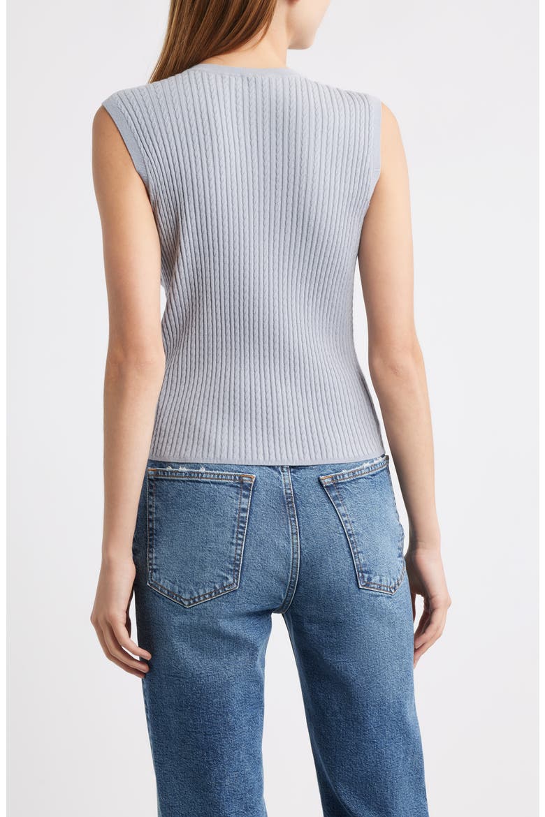 The Fine Cable Sleeveless Sweater, Alternate, color, GREY BLUE