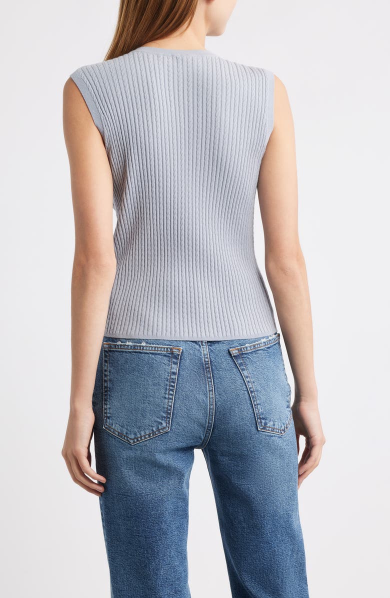 FRAME The Fine Cable Sleeveless Sweater, Alternate, color, Grey Blue